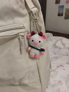 Adorable Crochet Cow Keychain