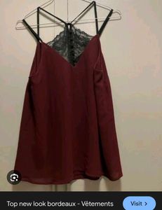 Burgundy Lace Trim Cami Top