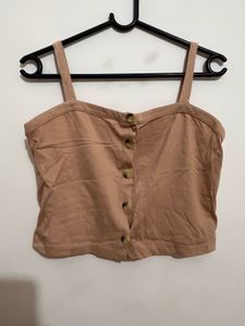 Tan Crop Top with Buttons