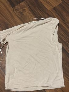 Women's Beige One-Shoulder Top