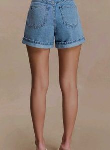 Girls Light Blue Drawstring Shorts , Elastic Waist