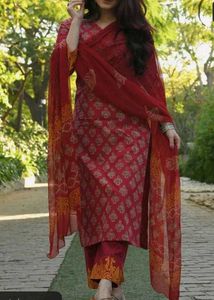 Women viscose rayon kurta Pant Dupatta Set