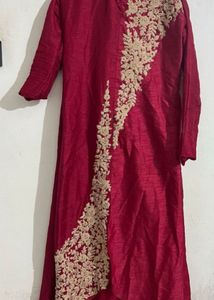 Elegant Embroidered Red Anarkali Suit