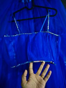 Royal Blue Tulle lehanga choli set