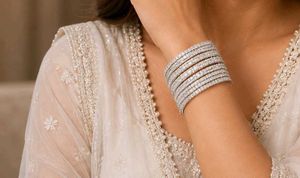 Sparkling Silver Bangles Set