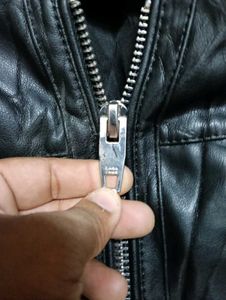 Zara Men lather hoodie jacket made in (spain)