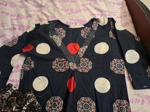 Cotton Ajrakh Print A-line Suit