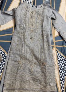 Elegant Grey Kurta Set with Dupatta