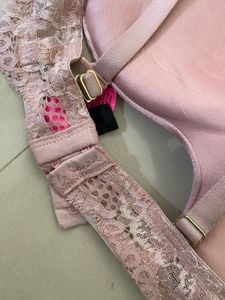 Soft Pink Lace Trim Padded Bra