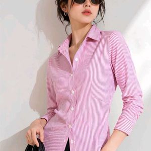 Pink Striped Button-Up Shirt