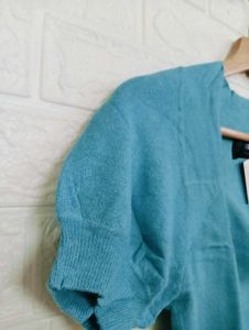 Chic Blue Square Neck Top