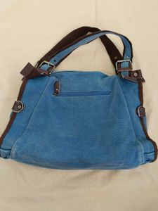Canvas Hobo Bag - Teal &amp; Brown