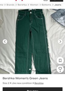 bershka Green Wide Leg Jeans