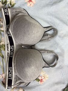 Grey Sport Bra with "SPORT" Band