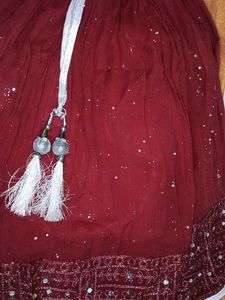 Maroon Sequined Top and Lehenga Skirt
