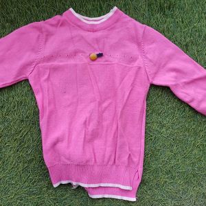 Kids Pink Korean Sweater with Bunny tail back