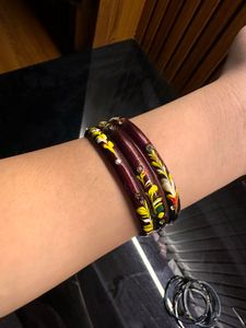 Set of 7 Vintage Hand-Painted Bangles
