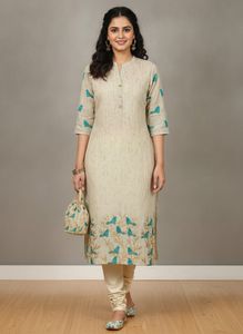 Chic Bird Print Kurta
