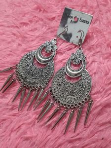 Boho Silver Tassel Dangle Earrings