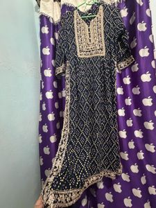 Elegant Navy Blue Kurta Set with Dupatta