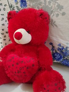 Cute Red Teddy Bear with Heart