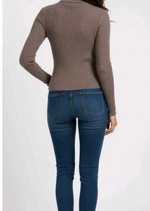 Brown Ribbed Turtleneck