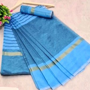 Striped Traditional Saree with Zari Border