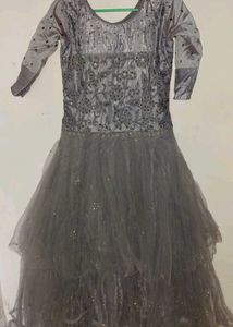 Stunning Grey maxi gown with Dupatta