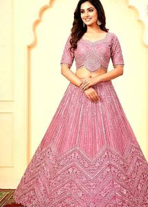 Stunning Pink Embroidered Lehenga Choli