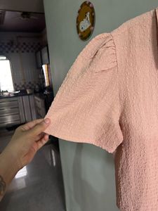 Zudio Textured Peach Shirt – Size S 🌸