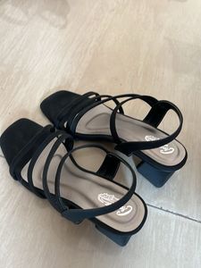 Black Strappy Block Heels