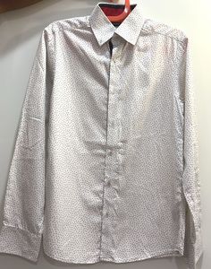 White Patterned Long Sleeve Shirt