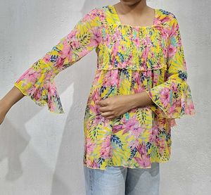 Vibrant Floral Smocked Top