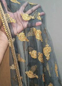 Sparkling Black Dupatta with Sequins 2psc