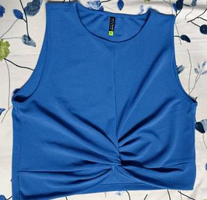 Blue Twisted Crop Top