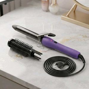 2-in-1 Hair Curling Iron and Styling Brush