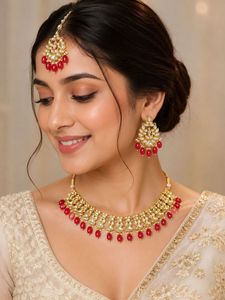 Elegant Red Kundan Bridal Jewellery Set