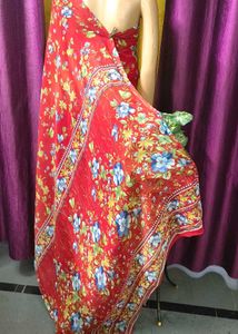 Beautiful Red Floral Saree