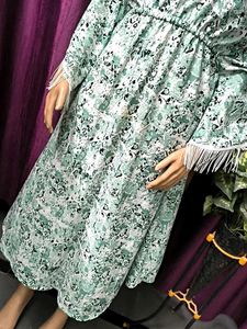 Bohemian Green Floral Kaftan Kurti