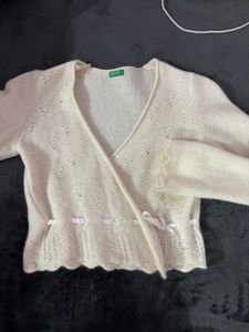 Chic Cream Knit Wrap Cardigan