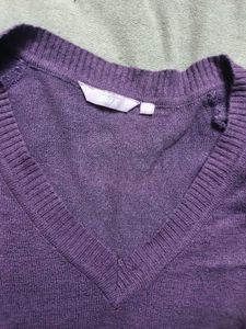 Casual V-Neck Purple Top