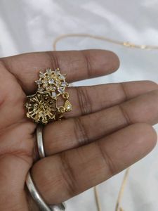 Cubic Zirconia Gold Pendant Set