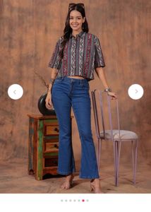 SHIONS Women's Ethnic Crop Shirt