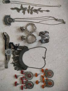 Boho Oxidized Silver Jewellery Set