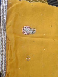 mustard Embroidered Saree