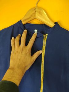 Navy Blue Side Cut Chain Neck Kurti