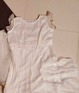 Elegant White &amp; Gold Anarkali Suit
