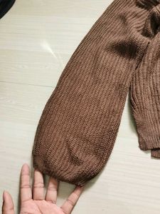 Brown Knitted Crew Neck Sweater