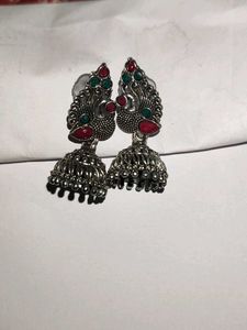 Oxidised Silver Traditional Jhumka &amp; Chandbali Ear