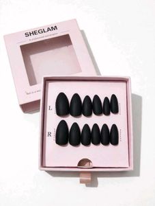 SHEGLAM Matte Black Almond Press-On Nails